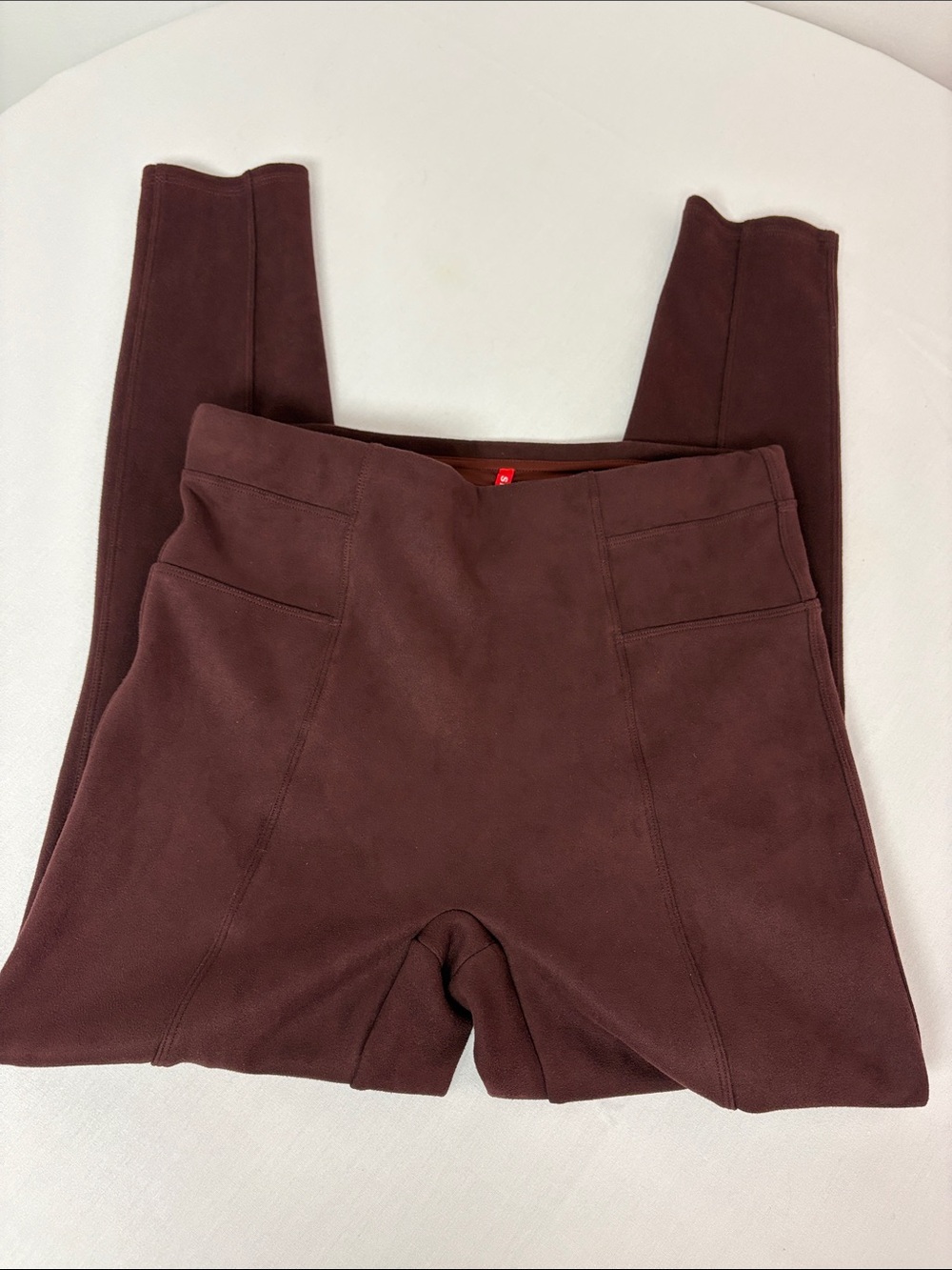SPANX Faux Suede Leggings Large Brown High Rise Skinny Pants